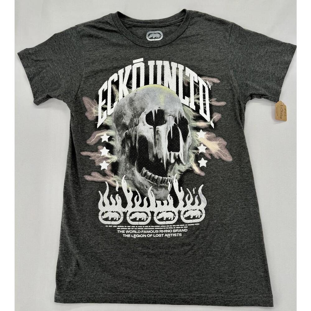 eckō unltd. Graphic Skull T-Shirt Slim Fit Small Cotton‎ Polyester Blend